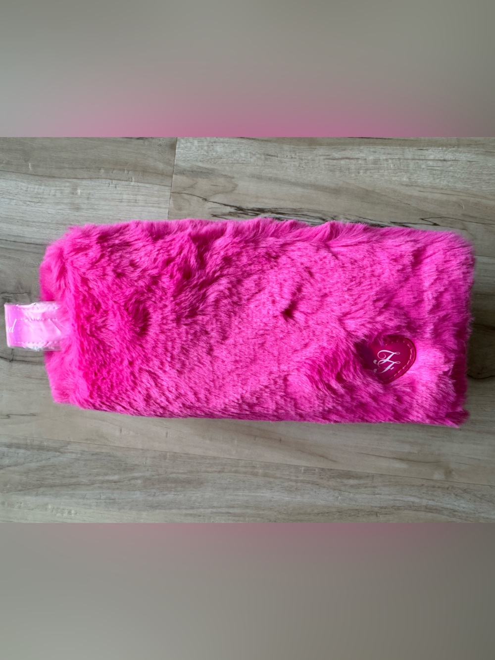Too Faced Hot Pink Fuzzy Cosmetic Bag